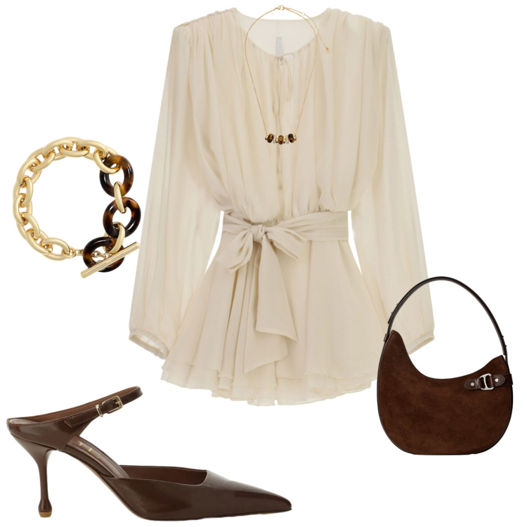 Outfit donna - Punto Vita protagonista. Stile Chic per Cerimonia. Abbinamento con vestiti corti, décolleté, collane, borse a spalla, braccialetti.