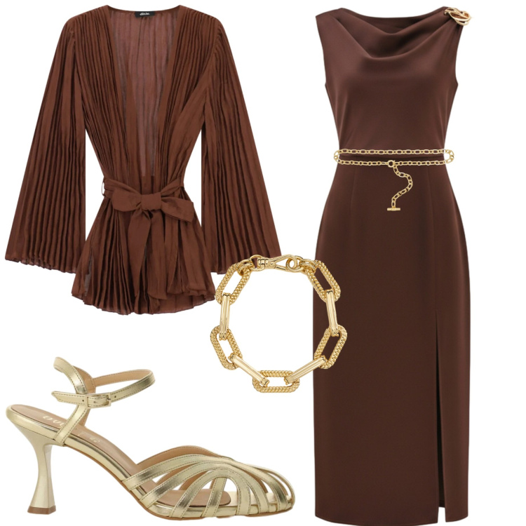 Outfit donna - Punto vita protagonista. Stile Chic per Cerimonia. Abbinamento con vestiti asimmetrici, blazer, sandali col tacco, cinture, braccialetti.