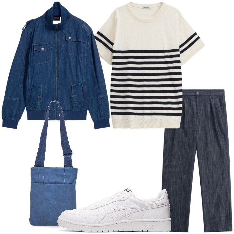 Outfit uomo - La maglia a righe. Stile Trendy per Tutti i giorni. Abbinamento con giacche, pantaloni, maglieria, portafogli, sneakers.