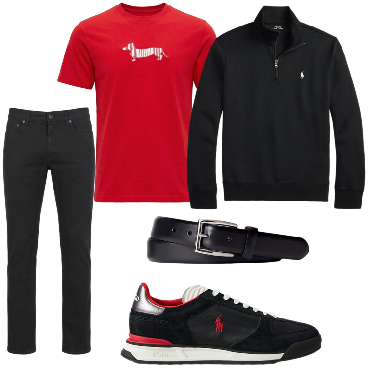 Outfit uomo - Tutti i giorni. Stile Trendy per Tutti i giorni. Abbinamento con pantaloni, t-shirt, cinture, pullovers, sneakers.
