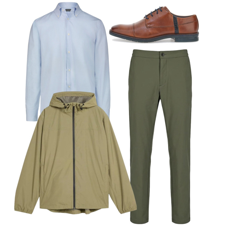 Outfit uomo - Look da viaggio breve. Stile Casual per Tutti i giorni. Abbinamento con giacche, camicie, pantaloni, scarpe stringate.