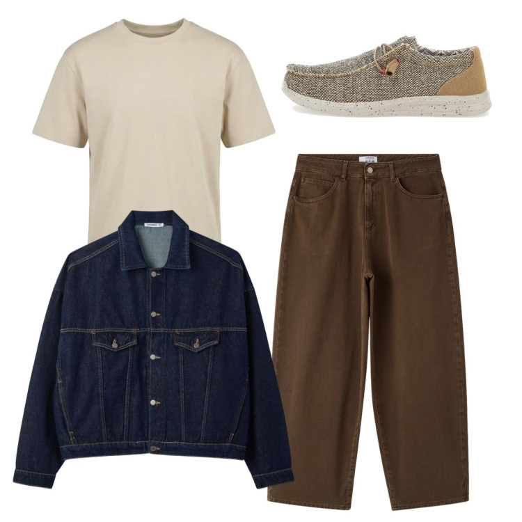 Outfit uomo - Casual mood. Stile Casual per Tutti i giorni. Abbinamento con cappotti, pantaloni, t-shirt, scarpe stringate.
