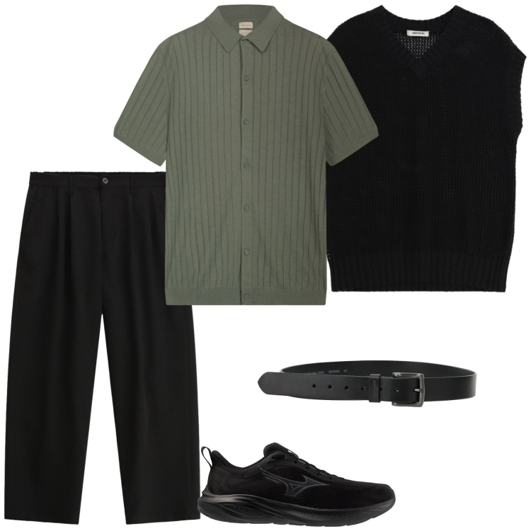Outfit uomo - Mix and match. Stile Casual per Tutti i giorni. Abbinamento con maglieria, pantaloni, cinture, polo, sneakers.