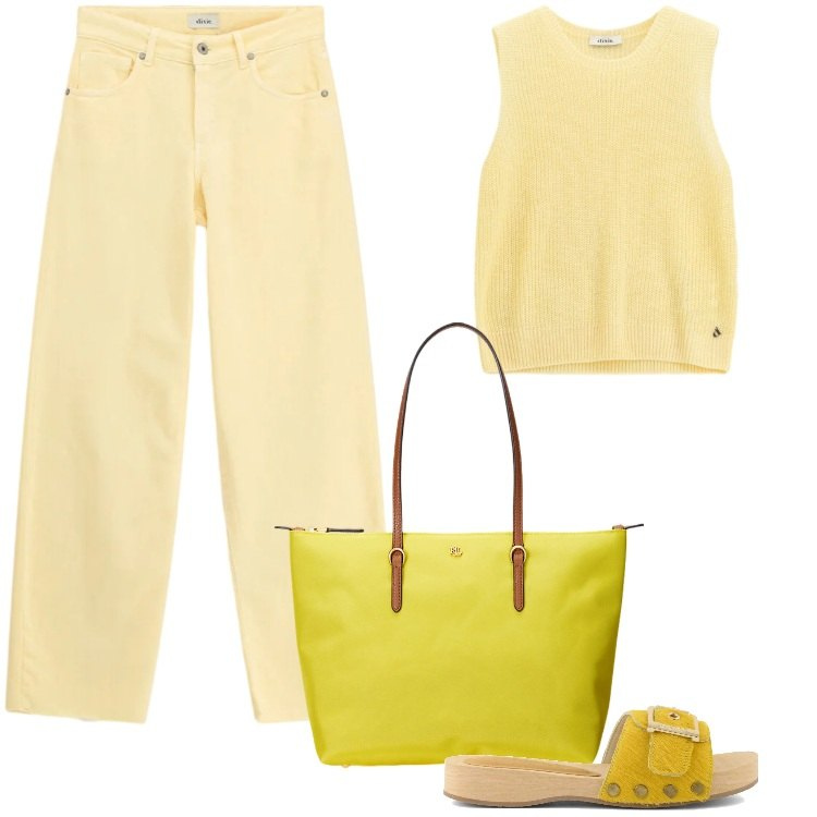 Outfit donna - Total look #2395710. Stile Boho per Mare. Abbinamento con jeans, maglieria, borse tote, ciabatte.