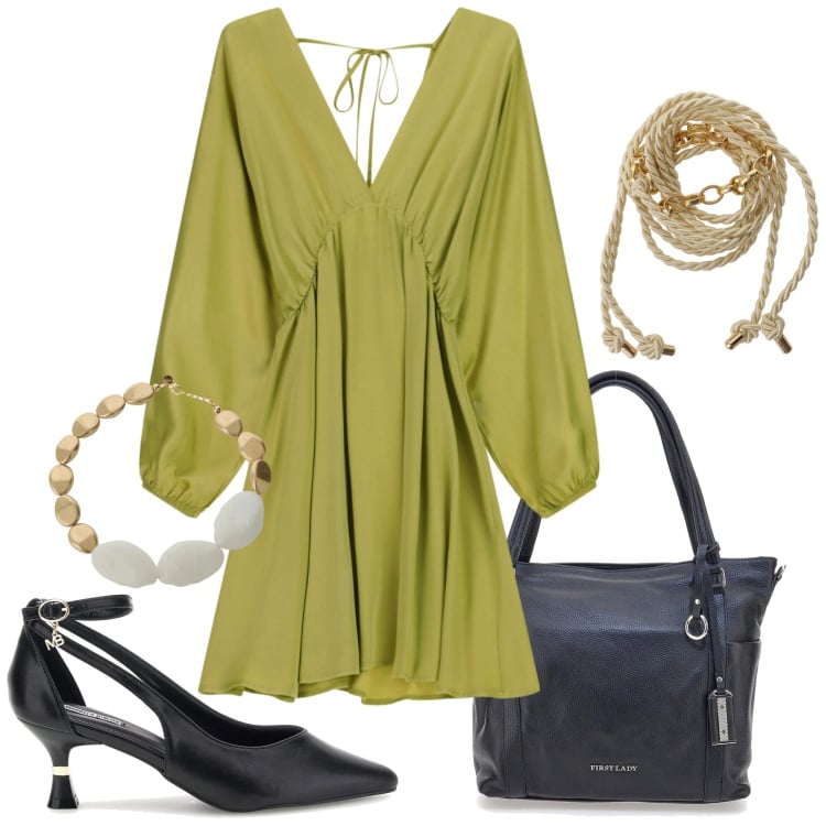 Outfit donna - Total look #2395722. Stile Glamour per Serata fuori. Abbinamento con cinture, collane, vestiti corti, shopping bag, décolleté.