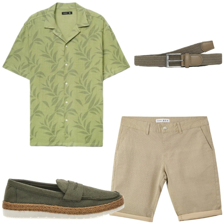 Outfit uomo - Relax #vacanzegiugno. Stile Trendy per Tutti i giorni. Abbinamento con pantaloni corti, cinture, camicie a manica corta, scarpe stringate.