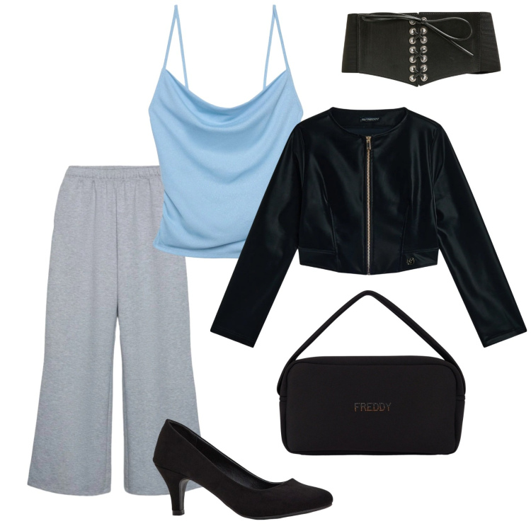 Outfit donna - Total look #2395795. Stile Casual chic per Ufficio. Abbinamento con décolleté, pantaloni, canottiere, cinture, blazer, borse a mano.