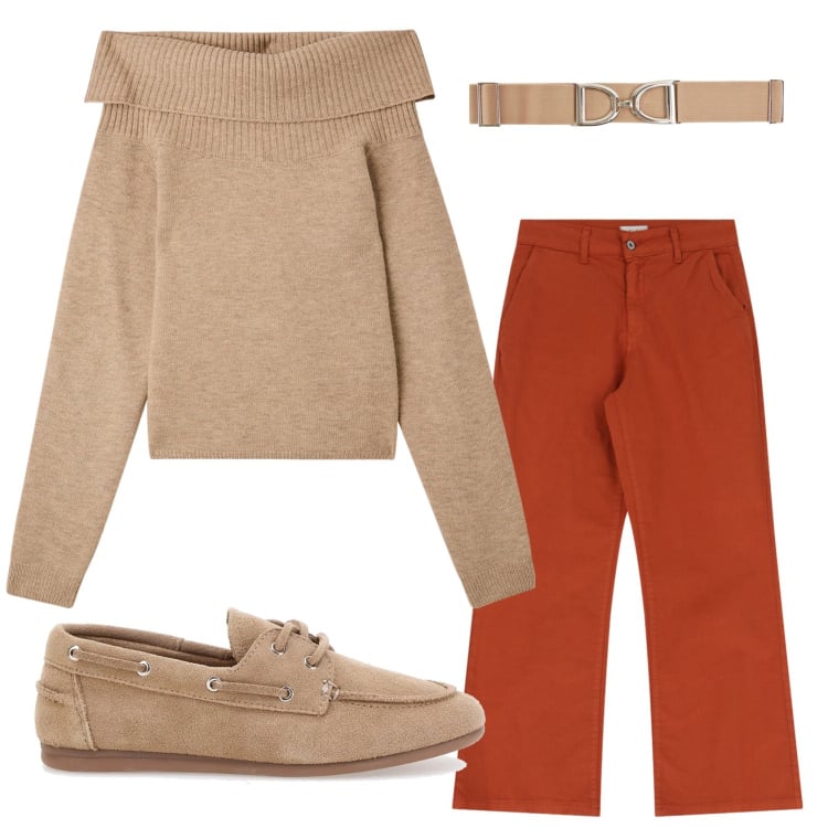 Outfit donna - Total look #2395798. Stile Basic per Ufficio. Abbinamento con cinture, maglieria, jeans, scarpe stringate.