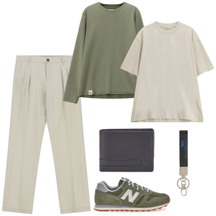 Outfit uomo - Pantaloni leggeri. Stile Casual per Ufficio. Abbinamento con pantaloni, t-shirt, felpe, portachiavi, portafogli, sneakers.