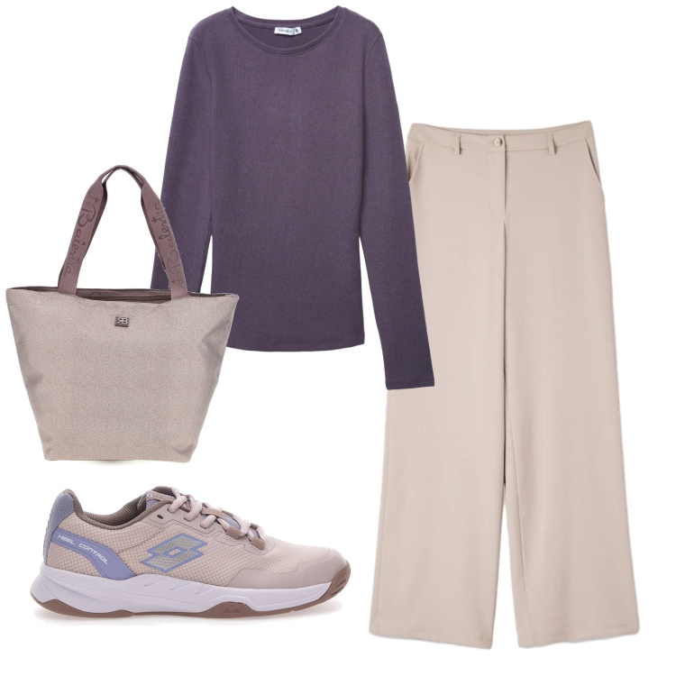 Outfit donna - Total look #2395891. Stile Basic per Tutti i giorni. Abbinamento con t-shirt, pantaloni, sneakers, shopping bag.
