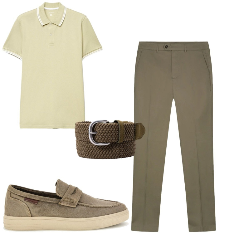 Outfit uomo - BUONGIORNOprof. Stile Casual per Ufficio. Abbinamento con polo, cinture, pantaloni, scarpe stringate.