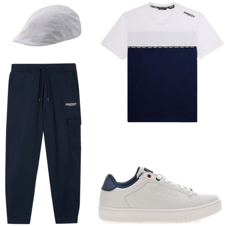 Outfit uomo - Total look #2395938. Stile Casual per Tutti i giorni. Abbinamento con pantaloni cargo, t-shirt, cappelli con visiera, sneakers.