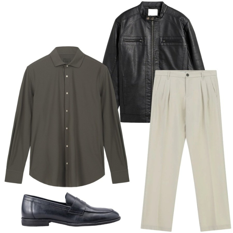Outfit uomo - Total look #2396051. Stile Urban per Tutti i giorni. Abbinamento con giacche, pantaloni, camicie, scarpe stringate.