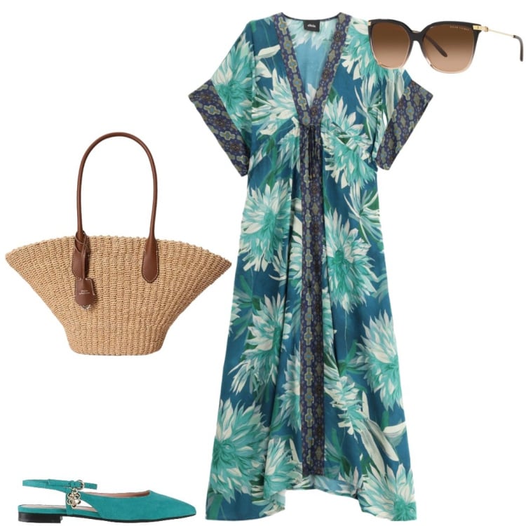 Outfit donna - Il ritorno delle ballerine. Stile Casual chic per Mare. Abbinamento con ballerine, vestiti lunghi, occhiali da sole, borse tote.