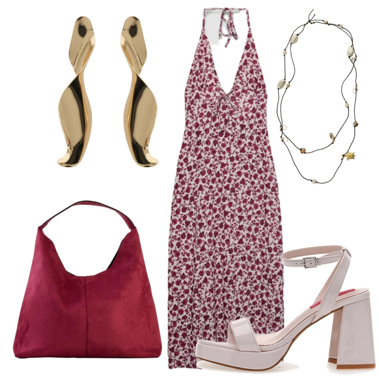 Outfit donna - Total look #2396089. Stile Romantica per Serata fuori. Abbinamento con borse a spalla, vestiti midi/longuette, orecchini, collane, sandali col tacco.