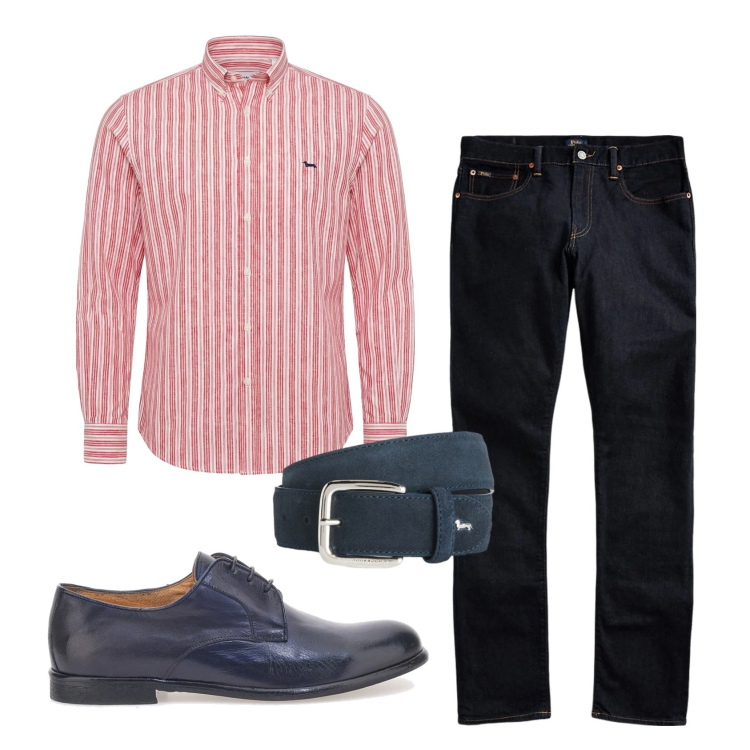 Outfit uomo - Total look #2396114. Stile Business/Elegante per Serata speciale. Abbinamento con cinture, camicie, jeans, scarpe stringate.