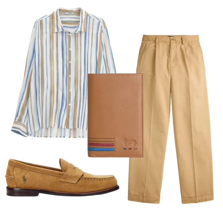 Outfit uomo - Total look #2396116. Stile Trendy per Serata speciale. Abbinamento con camicie, portafogli, scarpe stringate, pantaloni.