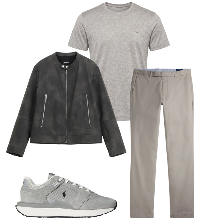 Outfit uomo - Total look #2396122. Stile Casual per Tutti i giorni. Abbinamento con giacche, t-shirt, pantaloni, sneakers.