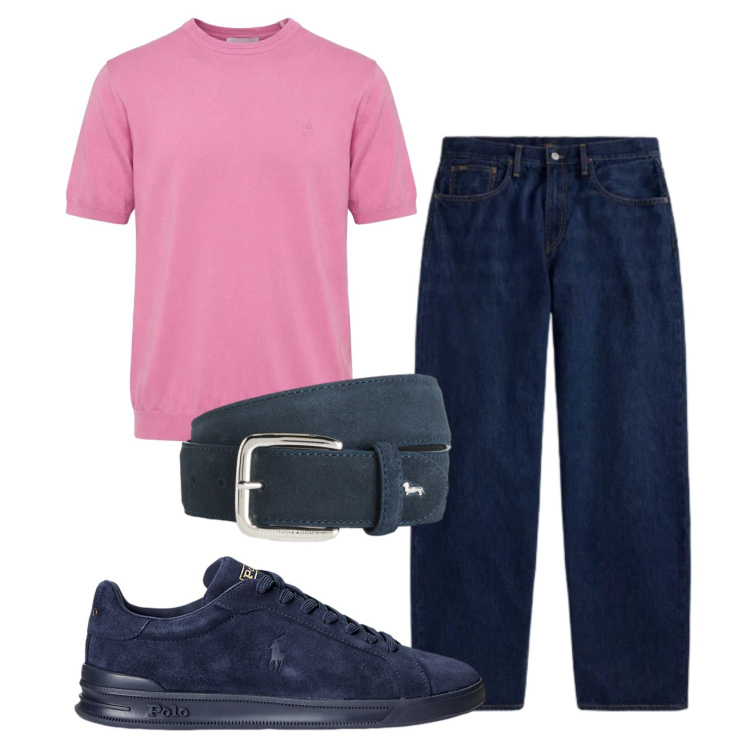 Outfit uomo - Total look #2396124. Stile Casual per Tutti i giorni. Abbinamento con t-shirt, cinture, sneakers, jeans.