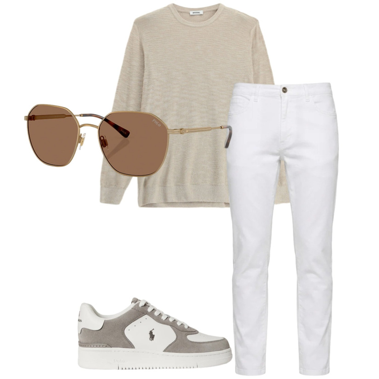 Outfit uomo - Total look #2396141. Stile Trendy per Tutti i giorni. Abbinamento con maglieria, jeans, sneakers, occhiali da sole.