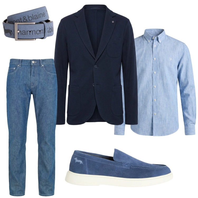 Outfit uomo - ELEGANZAINFORMALE#ufficio. Stile Business/Elegante per Ufficio. Abbinamento con jeans, cinture, scarpe stringate, camicie, giacche.
