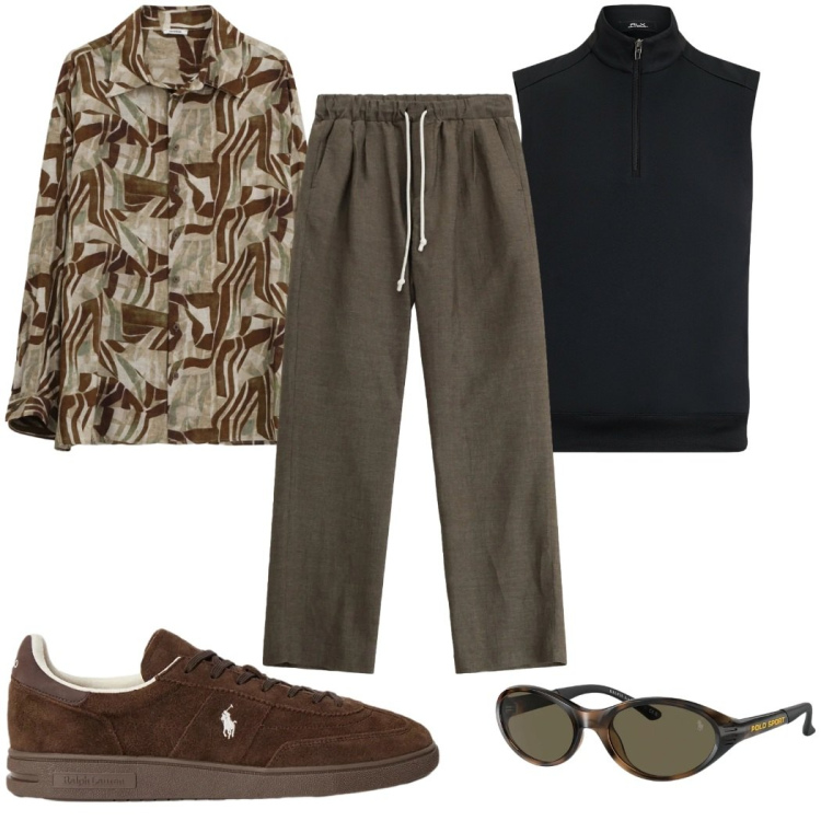 Outfit uomo - Total look #2396212. Stile Trendy per Tutti i giorni. Abbinamento con pantaloni, camicie, gilet, sneakers, occhiali da sole.