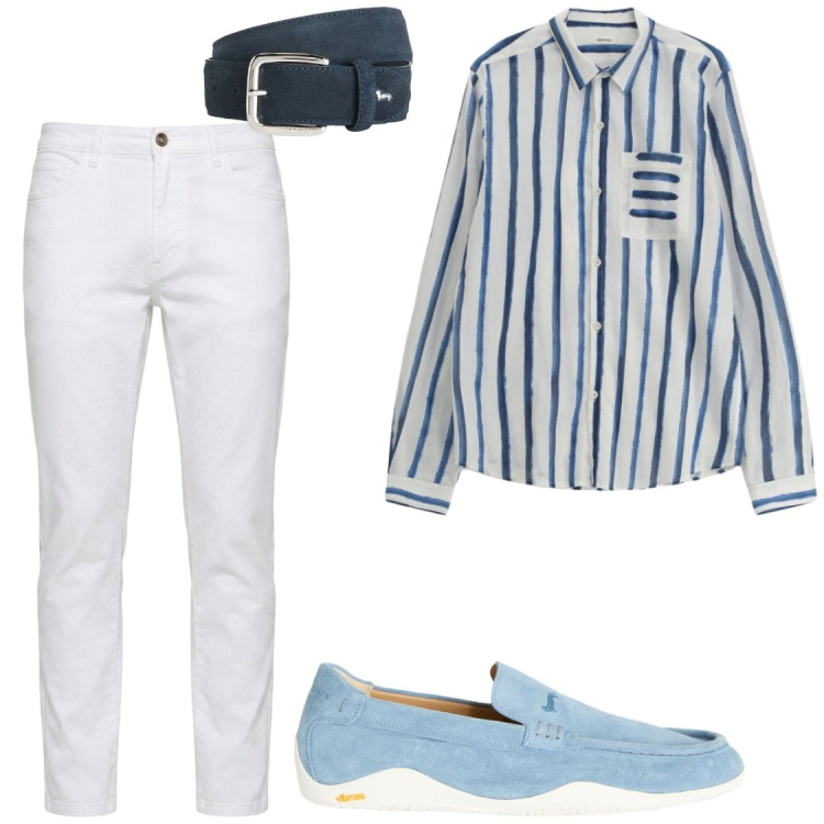 Outfit uomo - ConLeManicheArrotolate. Stile Trendy per Serata speciale. Abbinamento con camicie, cinture, scarpe stringate, jeans.
