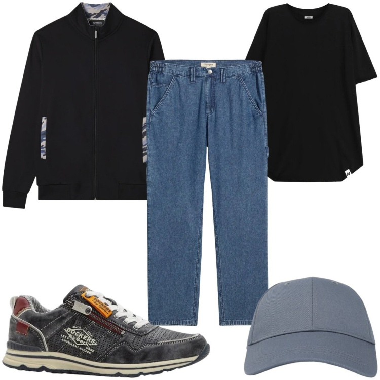 Outfit uomo - Total look #2396250. Stile Casual per Tutti i giorni. Abbinamento con sneakers, jeans dritti, cappelli con visiera, t-shirt, felpe.
