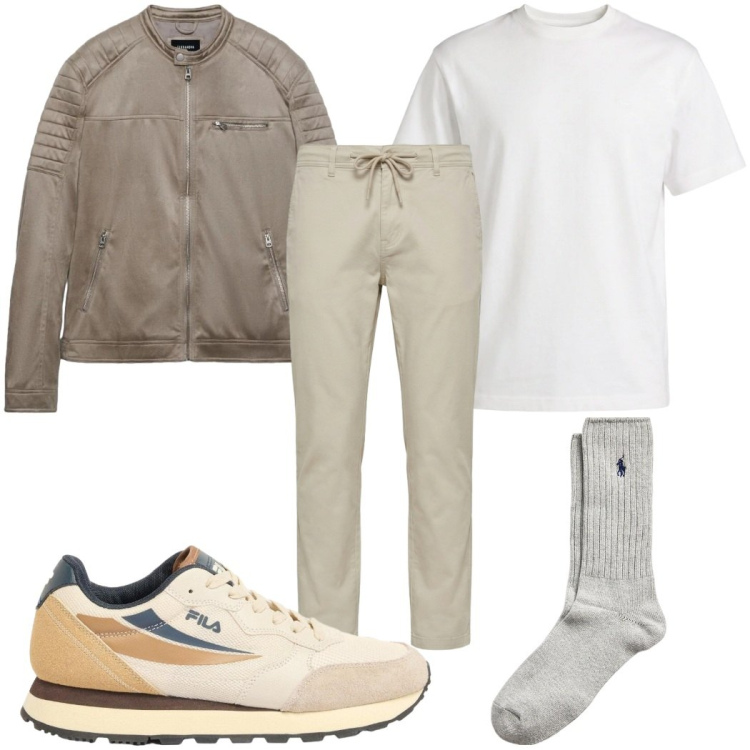 Outfit uomo - Total look #2396260. Stile Casual per Tutti i giorni. Abbinamento con sneakers, giacche, t-shirt, pantaloni, calzini.