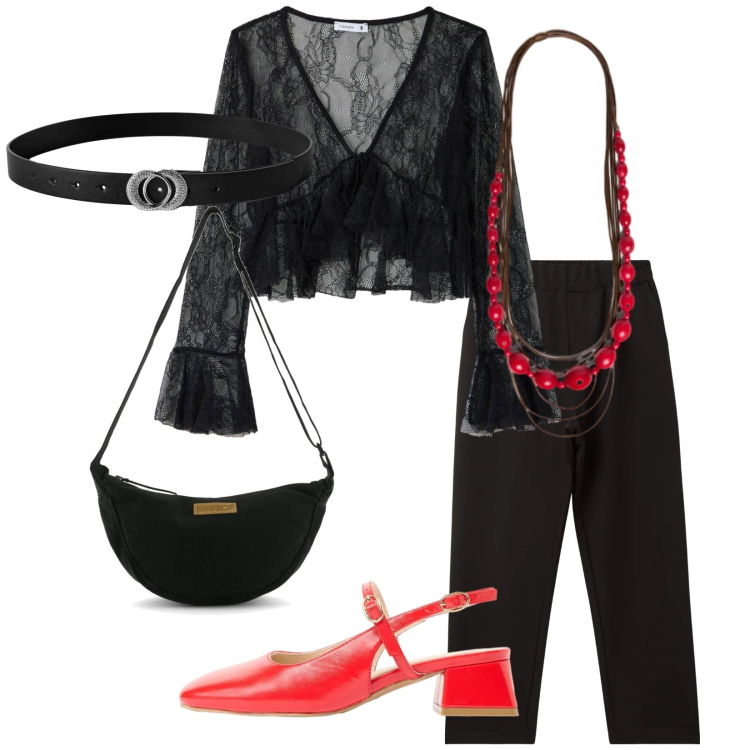 Outfit donna - Total look #2396297. Stile Vintage retrò per Serata fuori. Abbinamento con décolleté, pantaloni, bluse, cinture, collane, borse a tracolla.