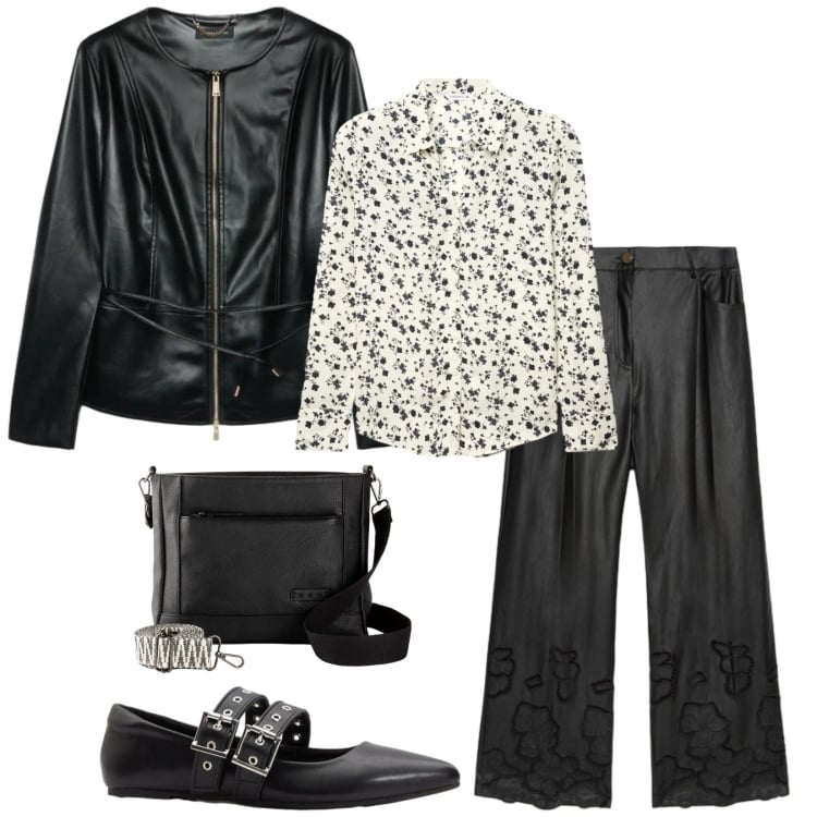Outfit donna - Total look #2396317. Stile Urban per Tutti i giorni. Abbinamento con borse a tracolla, ballerine, camicie, blazer, pantaloni.