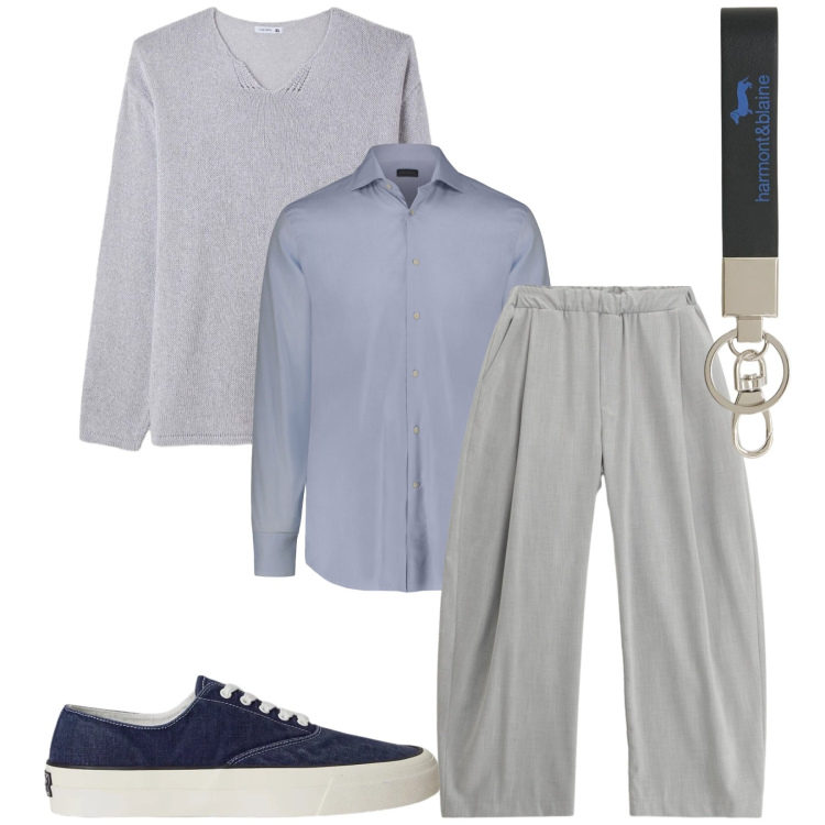 Outfit uomo - Total look #2396335. Stile Trendy per Serata speciale. Abbinamento con maglieria, pantaloni, portachiavi, camicie, sneakers.