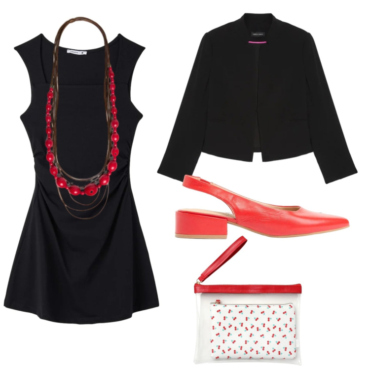 Outfit donna - Collana etnica. Stile Etnico per Tutti i giorni. Abbinamento con décolleté, pochette, vestiti, collane, blazer.