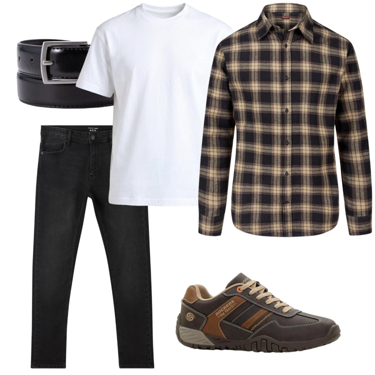 Outfit uomo - Allora esco. Stile Casual per Tutti i giorni. Abbinamento con sneakers, jeans skinny, t-shirt, camicie, cinture.