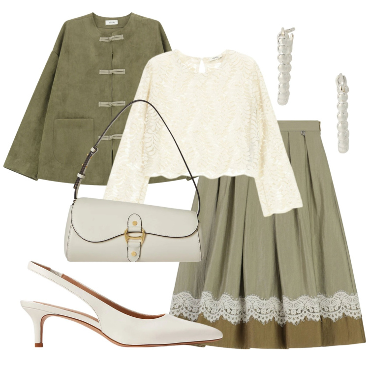 Outfit donna - Total look #2396365. Stile Vintage retrò per Cerimonia. Abbinamento con gonne longuette, top, blazer, décolleté, orecchini, borse a spalla.