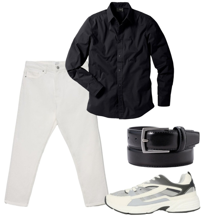Outfit uomo - Maggio. Stile Casual per Tutti i giorni. Abbinamento con camicie, sneakers, jeans, cinture.