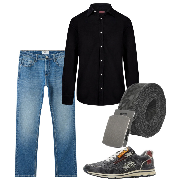 Outfit uomo - Elegant touch. Stile Casual per Serata speciale. Abbinamento con sneakers, jeans, cinture, camicie.