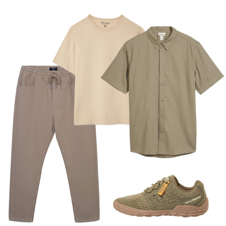 Outfit uomo - Maggio. Stile Casual per Tutti i giorni. Abbinamento con sneakers, camicie a manica corta, pantaloni, t-shirt.