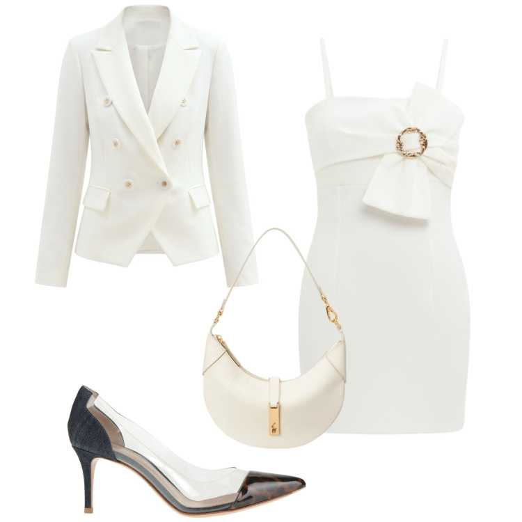 Outfit donna - Total look #2396403. Stile Glamour per Cerimonia. Abbinamento con décolleté, blazer, vestiti corti, borse a spalla.
