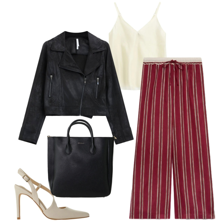 Outfit donna - Total look #2396420. Stile Casual chic per Ufficio. Abbinamento con décolleté, giacche, borse a tracolla, top, pantaloni.