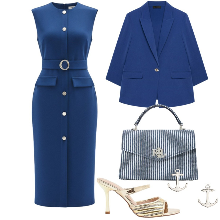 Outfit donna - Punto vita protagonista - Curvy. Stile Chic per Cerimonia. Abbinamento con sabot, vestiti midi/longuette, blazer, orecchini, borse a mano.