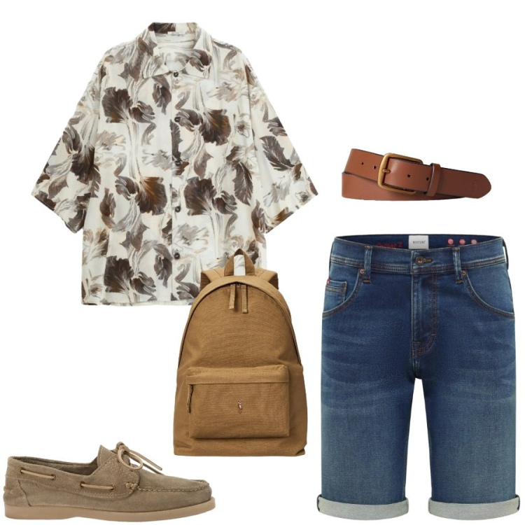 Outfit uomo - Total look #2396477. Stile Casual per Tutti i giorni. Abbinamento con bermuda, camicie a manica corta, scarpe stringate, cinture, borse sportive.