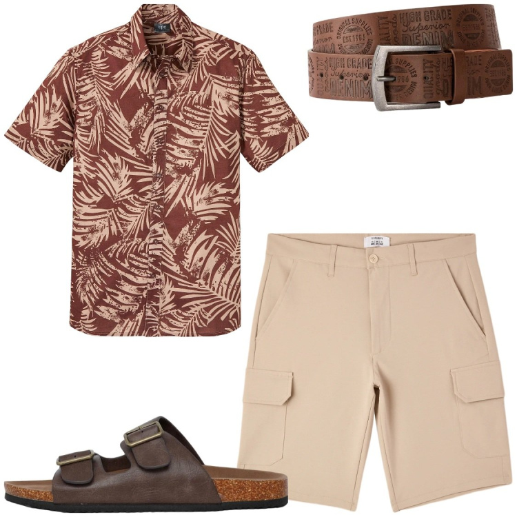 Outfit uomo - SANDALI#compereestive. Stile Trendy per Tutti i giorni. Abbinamento con cinture, camicie a manica corta, shorts, sandali.