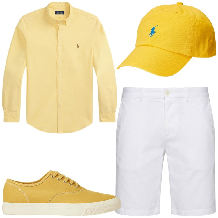 Outfit uomo - L\'Estate addosso#tempo libero. Stile Trendy per Tutti i giorni. Abbinamento con bermuda, sneakers, cappelli con visiera, camicie.