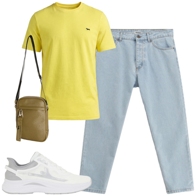 Outfit uomo - Total look #2396518. Stile Casual per Tutti i giorni. Abbinamento con jeans, borse sportive, t-shirt, sneakers.