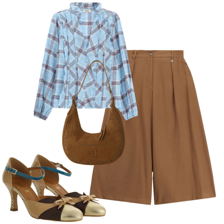 Outfit donna - City. Stile Urban per Tutti i giorni. Abbinamento con pantaloni a palazzo, décolleté, cappotti, camicie.