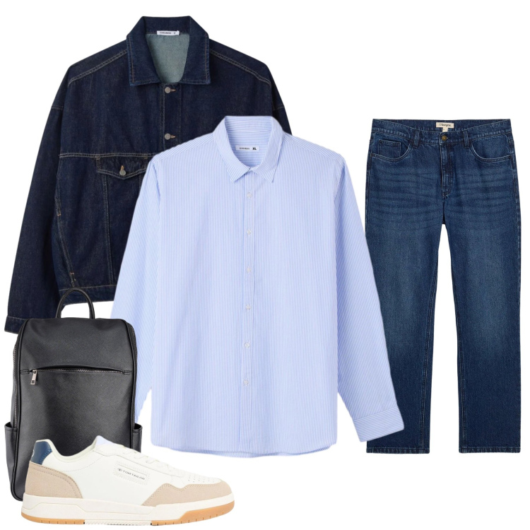Outfit uomo - Total look #2396538. Stile Urban per Tutti i giorni. Abbinamento con jeans dritti, sneakers, cappotti, camicie, borse sportive.