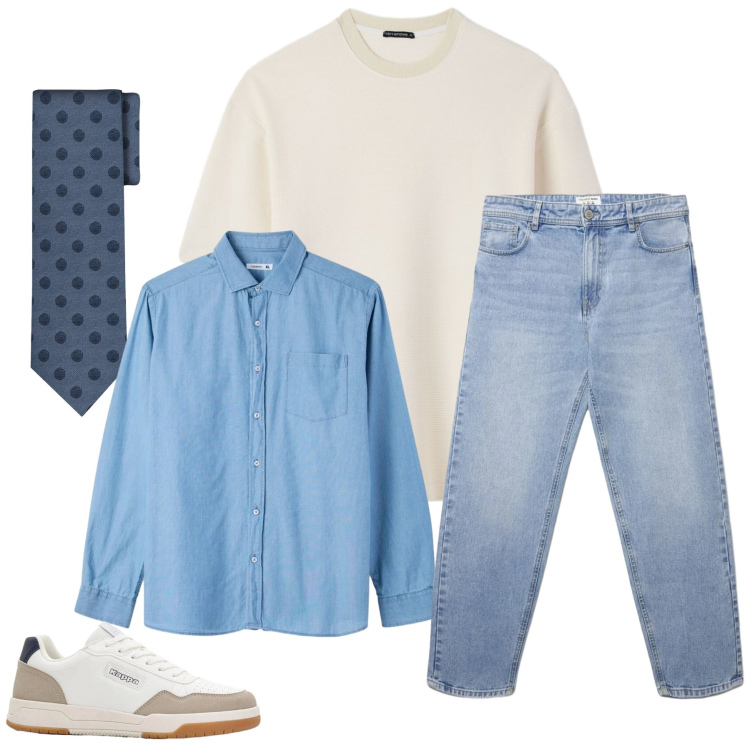 Outfit uomo - Total look #2396540. Stile Casual per Tutti i giorni. Abbinamento con sneakers, jeans, camicie, t-shirt, cravatte.