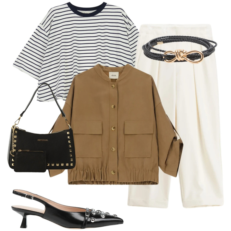 Outfit donna - Il pantalone bianco. Stile Casual chic per Tutti i giorni. Abbinamento con décolleté, cinture, pantaloni, borse a spalla, cappotti, t-shirt.