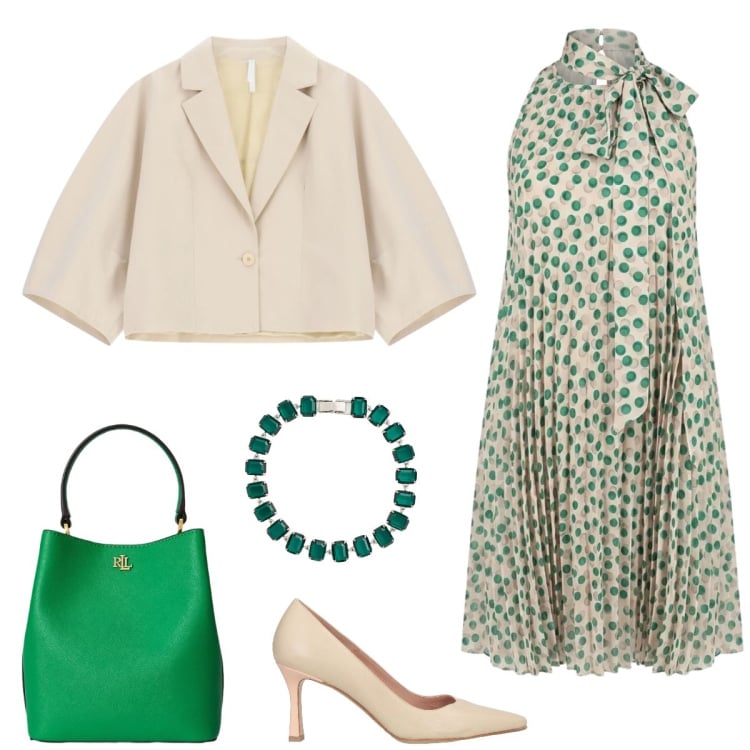 Outfit donna - Cerimonia. Stile Chic per Cerimonia. Abbinamento con décolleté, blazer, vestiti corti, braccialetti, borse a secchiello.